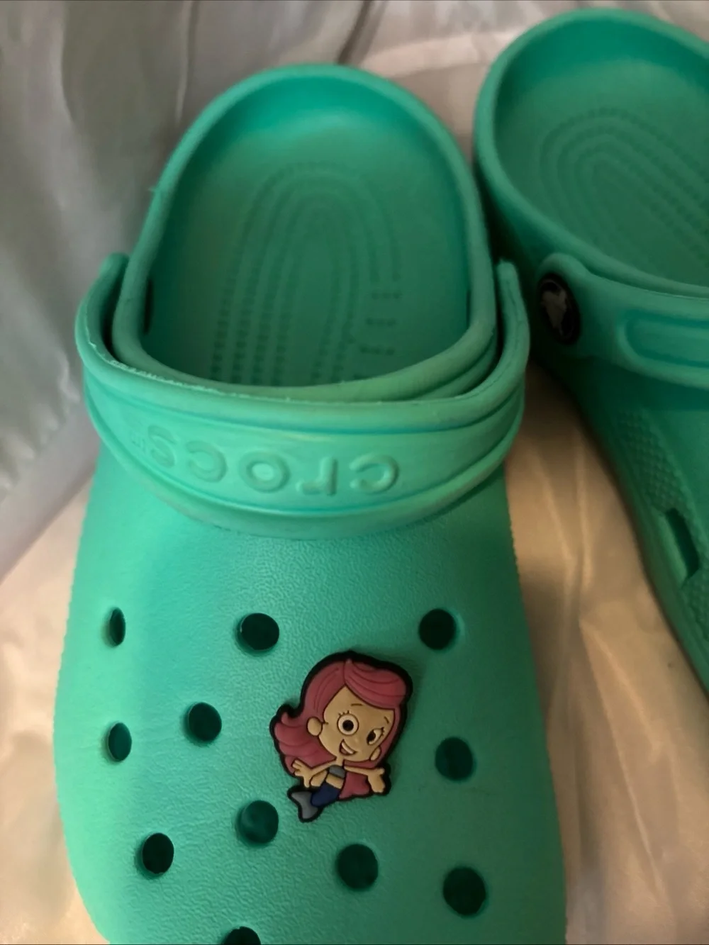 CROCS Classic Clog in Aqua with Mermaid Charm